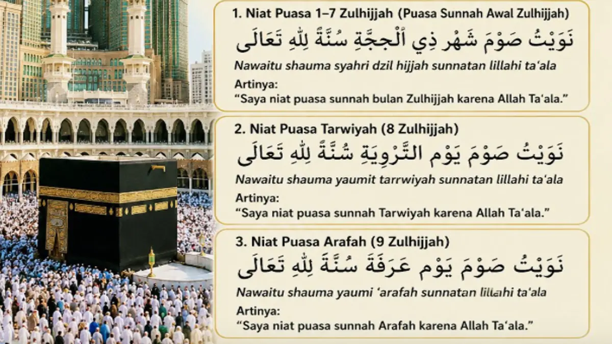 Jadwal Puasa Dzulhijjah 2026, Berikut Niat Puasa Dzulhijjah, Tarwiyah, Arafah dan Keutamaannya
