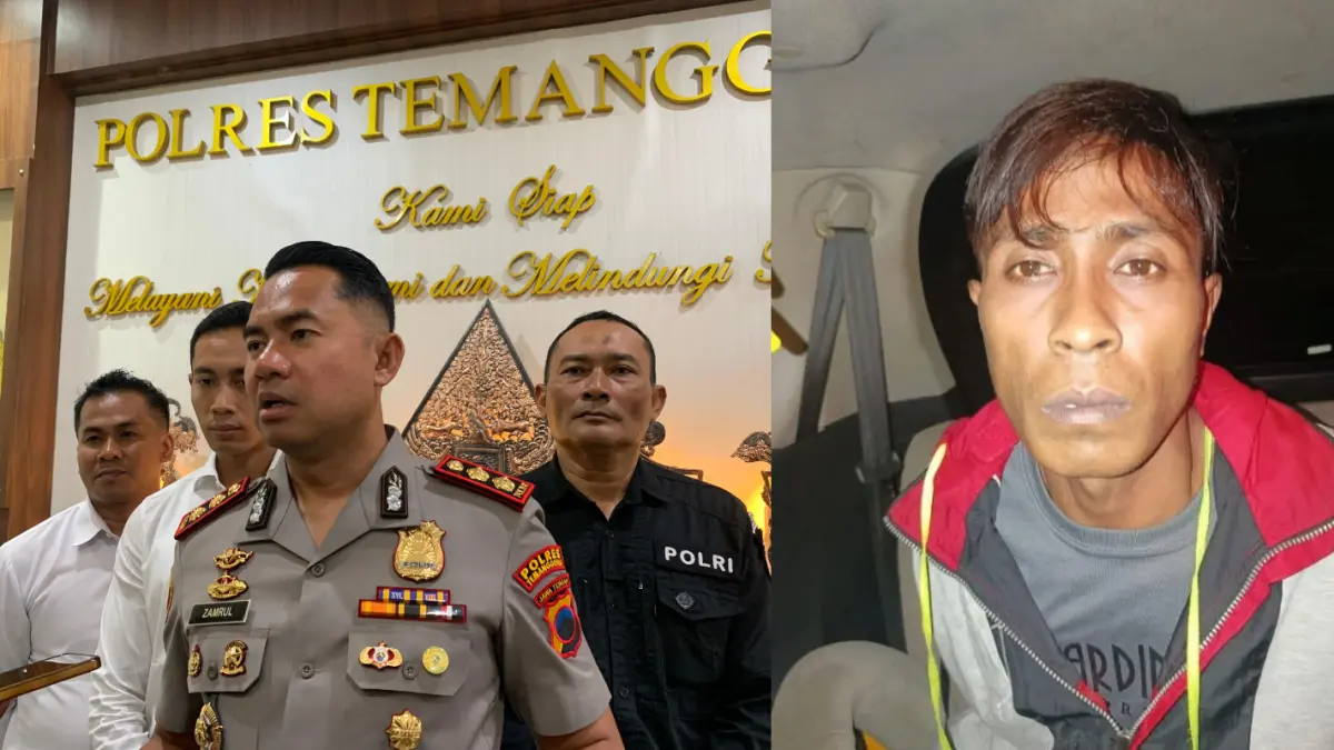 Kapolres Temanggung AKBP Zamrul Aini. Tampang pelaku pembacokan (kanan). (DEVI KHOFIFATUR RIZQI/ JAWA POS RADAR SEMARANG)