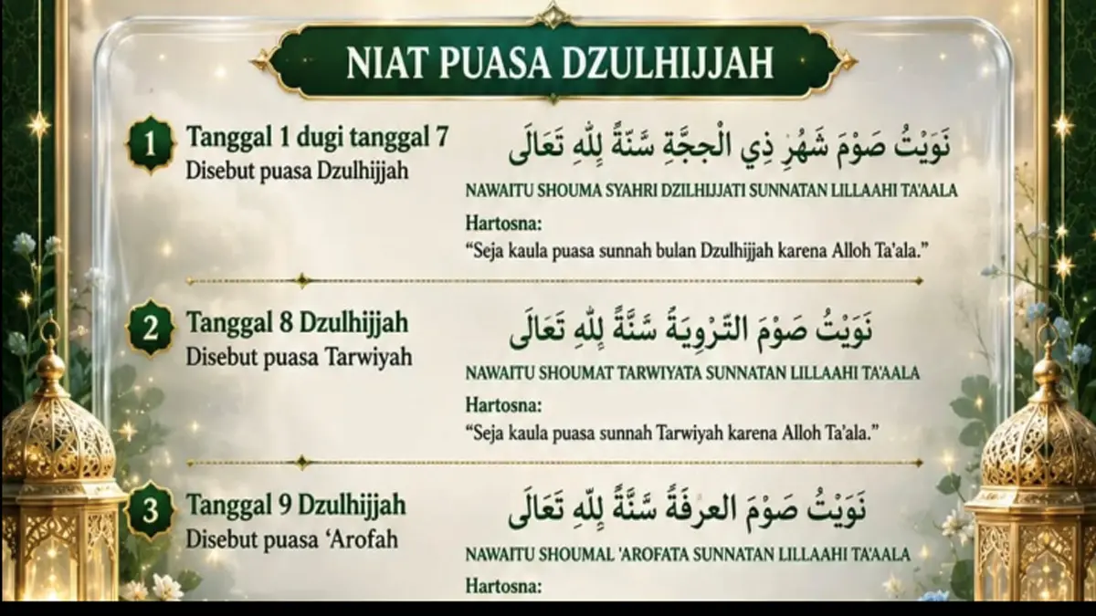 Jadwal Puasa Haji 2026, Berikut Niat Puasa Dzulhijjah, Tarwiyah, Arafah dan Keutamaannya
