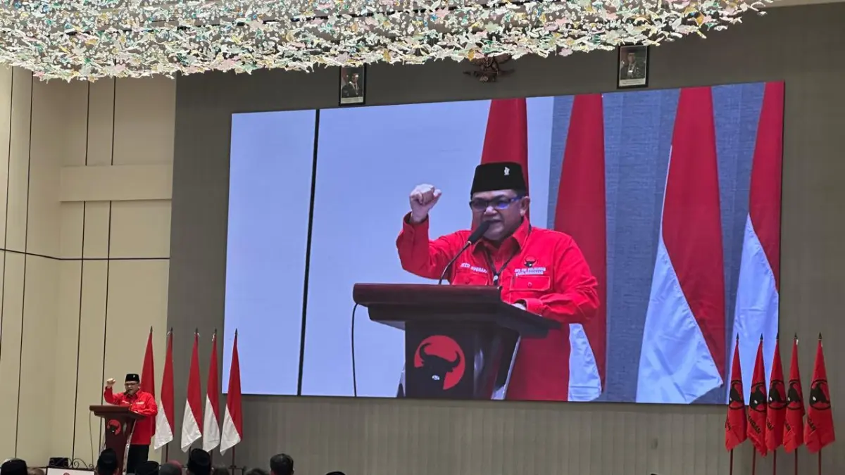 Ketua Dewan Pimpinan Cabang PDI Perjuangan Kabupaten Semarang, Ngesti Nugraha saat acara Musyawarah Anak Cabang (Musancab) di Ball Room Hotel Wahid Bandungan.