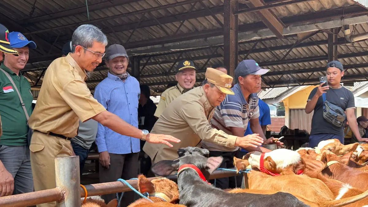 Bupati Semarang saat lakukan pengecekan Pasar Pon Ambarawa jelang Hari Raya Idul Adha. Selasa (26/5)