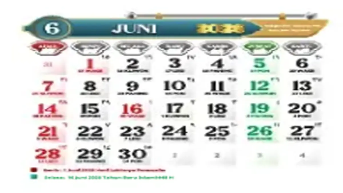Kalender Juni 2026 Ini Daftar Tanggal Merah, Hari Penting, dan Jadwal Long Weekend
