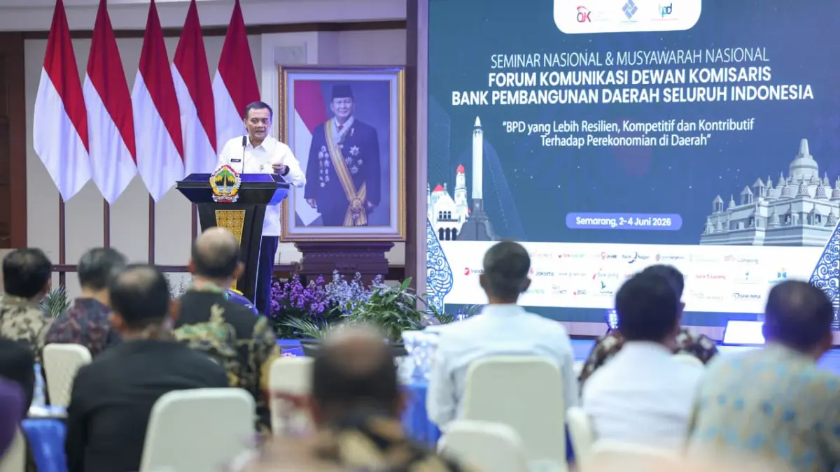 Musyawarah Nasional Forum Komunikasi Dewan Komisaris Bank Pembangunan Daerah Seluruh Indonesia (FKDK BPDSI) di Gedung Gradhika Bhakti Praja Semarang, Rabu 3 Juni 2026.