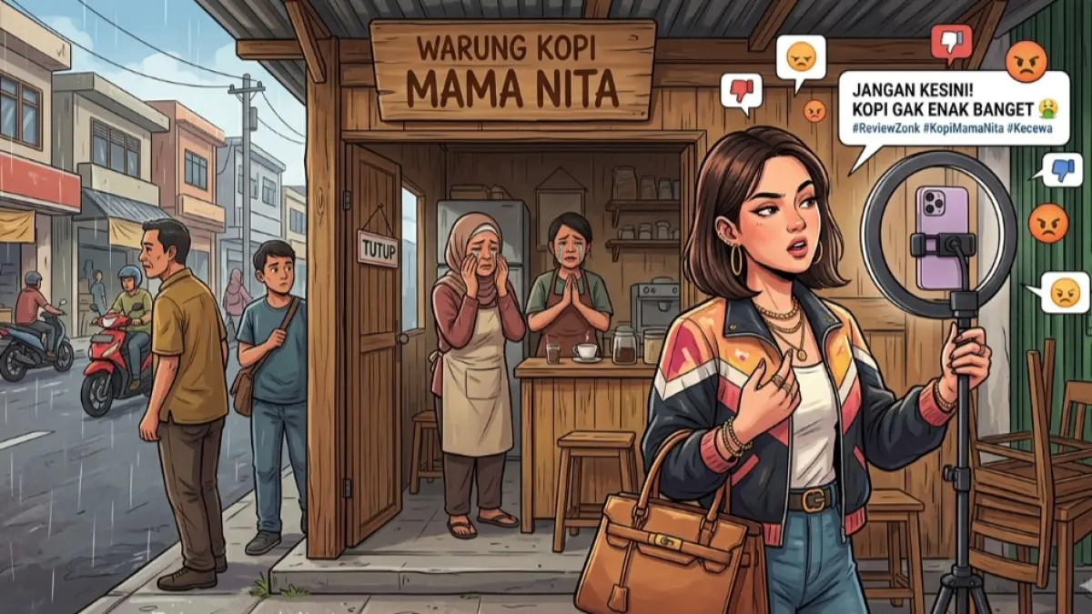 Ilustrasi konten yang tidak sesuai fakta dan merugikan pelaku UMKM