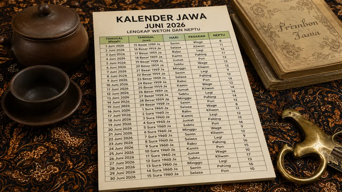 Kalender Jawa Juni 2026 Lengkap Weton Jawa Harian, Referensi Hari Baik yang Banyak Dicari
