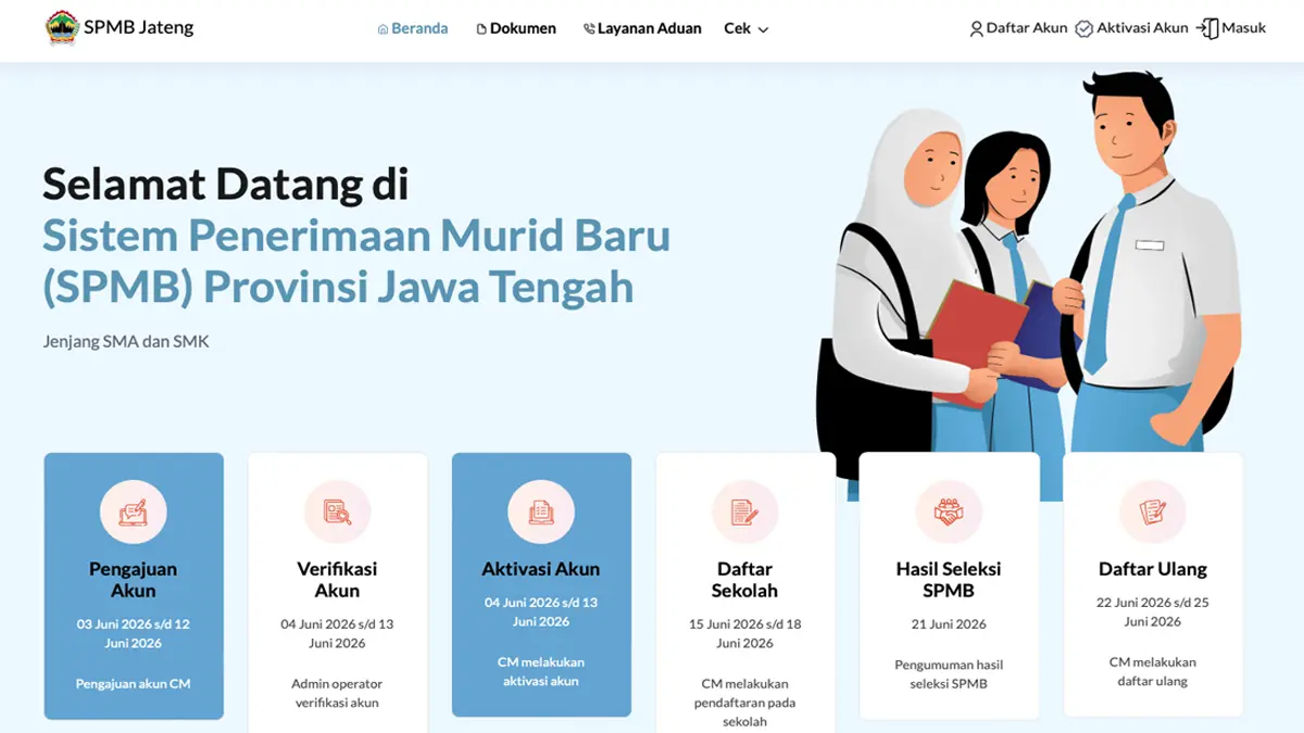 Jadwal dan Syarat Lengkap SPMB SMA-SMK Negeri Se-Jateng 2026, Cek Aturannya
