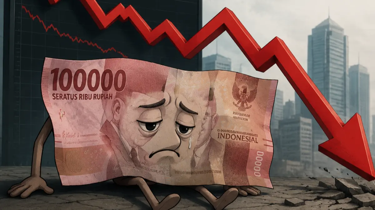 Ilustrasi AI rupiah melemah