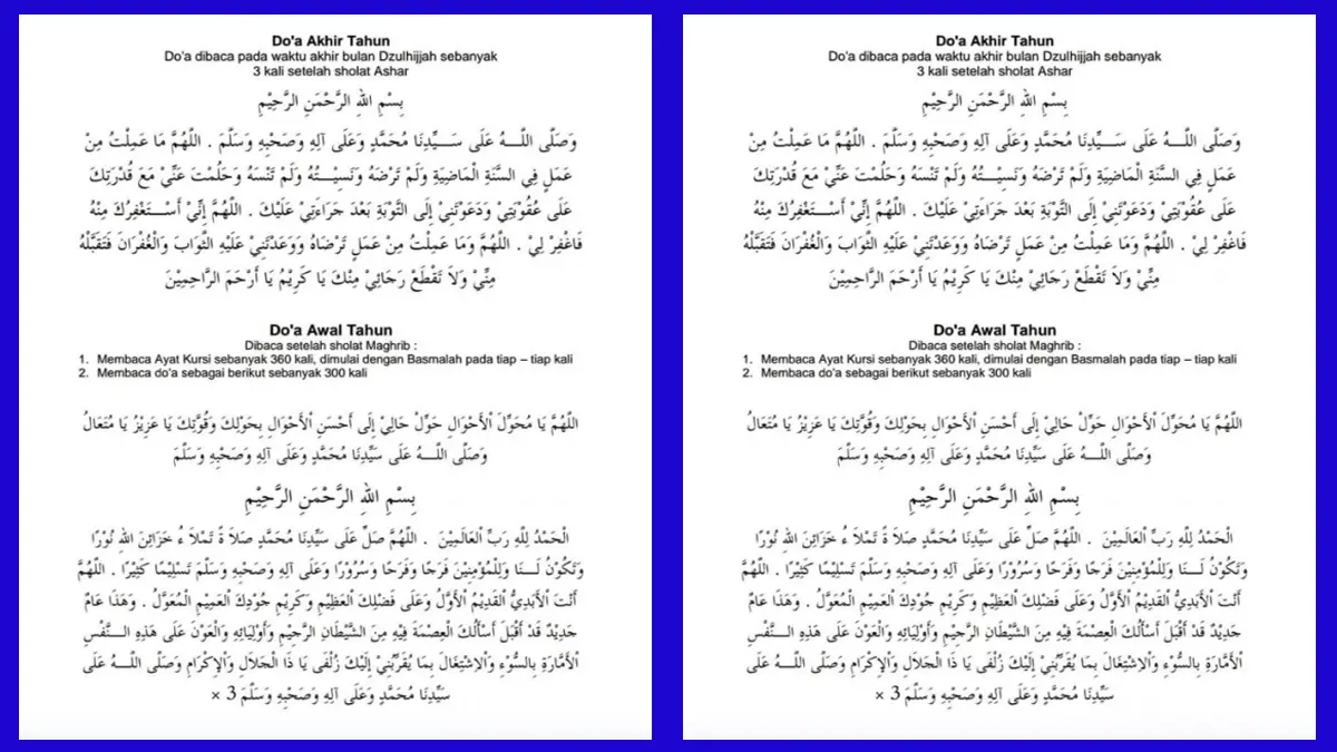 Doa Akhir Tahun dan Doa Awal Tahun Baru Islam 1 Muharram 1448 H Lengkap Arab, Latin dan Terjemahnya
