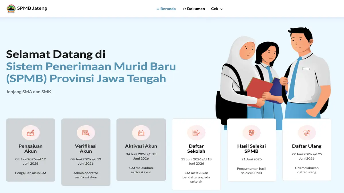 Jadwal dan Syarat SPMB SMA-SMK Jateng 2026, Simak Aturan Lengkapnya

