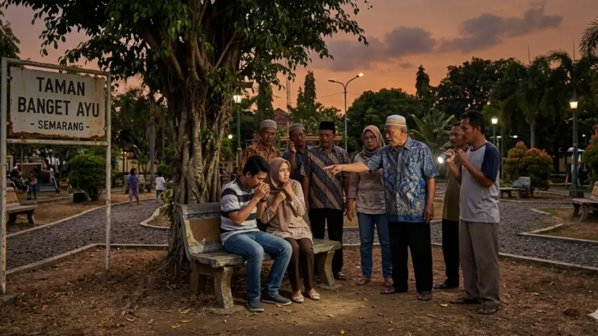 Ilustrasi dua sejoli kepergok warga mesum di Taman Banget Ayu 