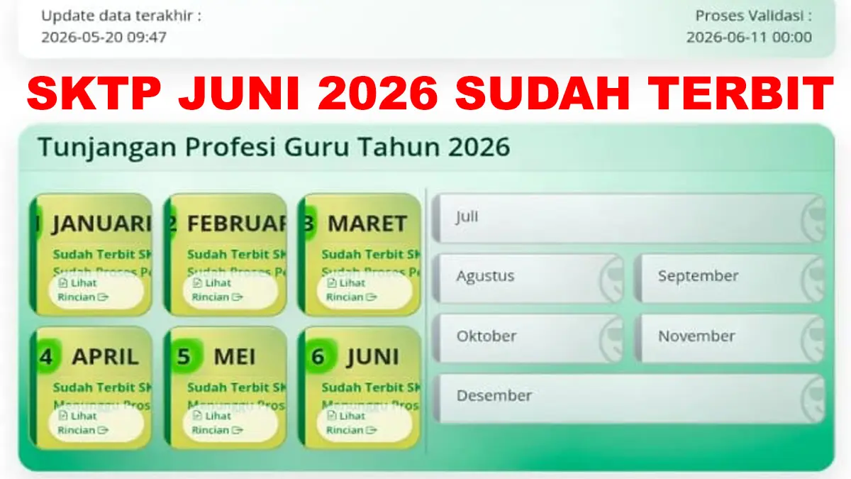 SKTP Juni 2026 Resmi Terbit: Simak Jadwal Pencairan TPG dan Cara Cek Info GTK Guru
