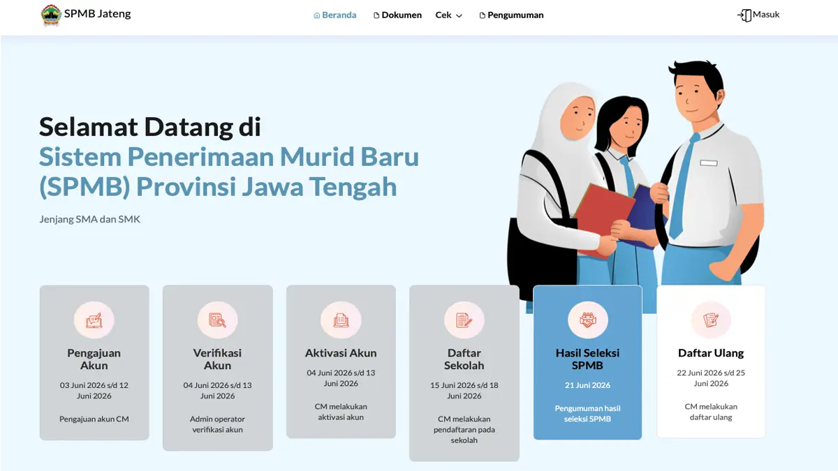 Pengumuman Hasil SPMB Jateng 2026 SMA/SMK