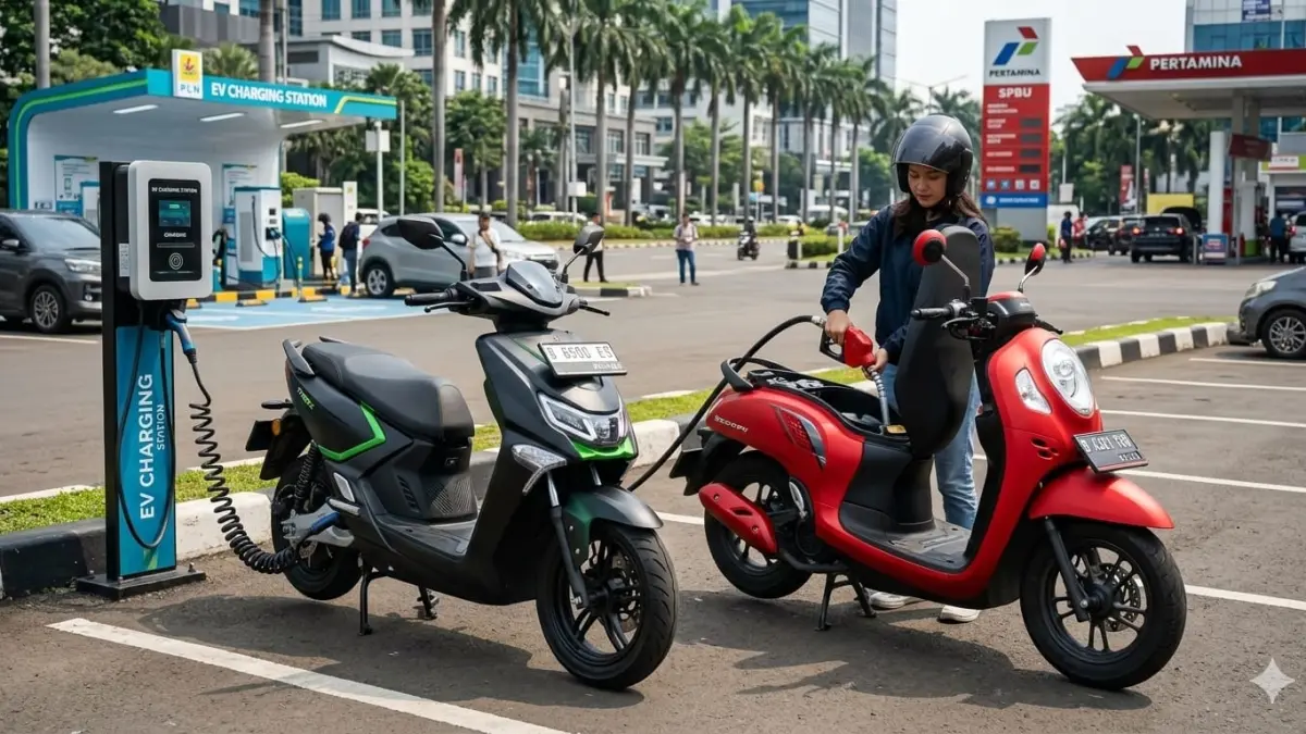 Ilustrasi : Pemilik kendaraan listrik tengah mengisi daya baterai. (Jawa Pos)
