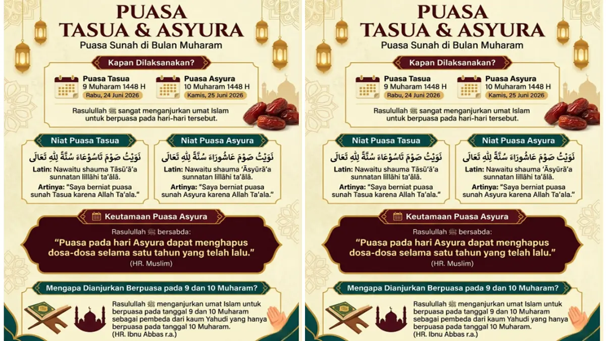 Puasa Asyura 2026, Ayyamul Bidh Juni, Sekaligus Puasa Qadha Ramadan: Jadwal, Niat, dan Keutamaan Menghapus Dosa Setahun
