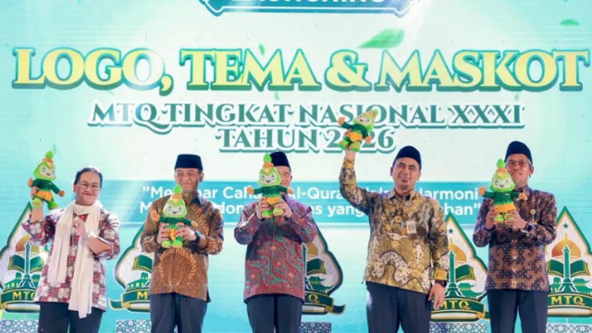 Menteri Agama Nasaruddin Umar bersama Gubernur Jawa Tengah, Ahmad Luthfi, meluncurkan logo, tema, dan maskot Musabaqah Tilawatil Qur’an (MTQ) Nasional XXXI di Convention Hall Masjid Agung Jawa Tengah (MAJT), Kamis (25/6/2026).