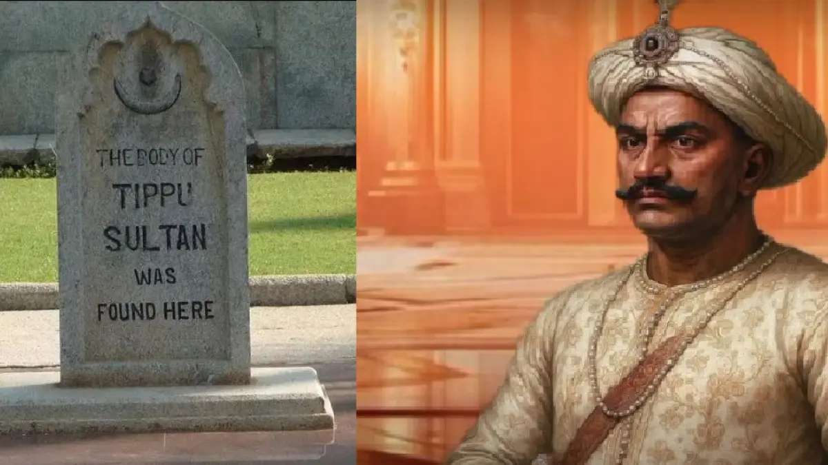 Petilasan dan ilustrasi wajah Tipu Sultan, yang dikenal sebagai Tiger of Mysore, penguasa paling tangguh dan visioner di India pada akhir abad ke-18.