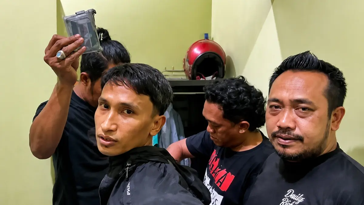 Tampang pelaku saat diamankan di rumah kos di wilayah Demak oleh anggota Reskrim Polrestabes Semarang
