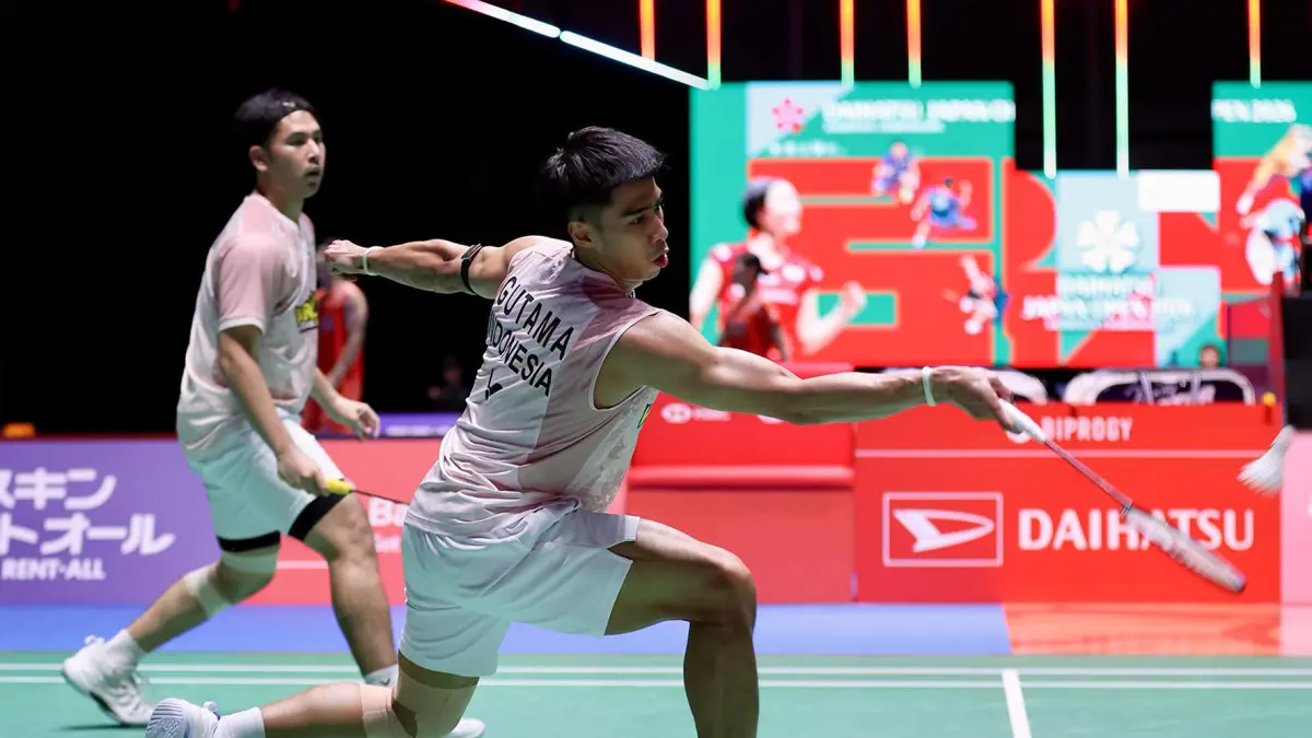 Sabar Karyaman Gutama/Moh. Reza Pahlevi Isfahani harus mengakui keunggulan wakil Inggris, Ben Lane/Sean Vendy dua gim langsung 11-21, 17-21.