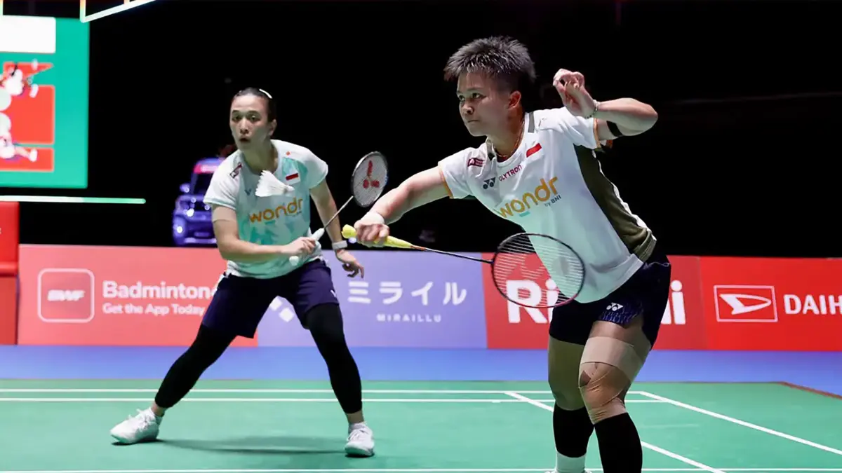 Febriana Dwipuji Kusuma/Meilysa Trias Puspitasari harus mengakui keunggulan wakil Chinese Taipei, Hsu Yin-Hui/Lin Jhih Yun dua gim langsung 18-21, 15-21.