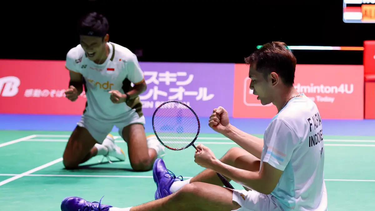Ganda andalan Indonesia, Fajar Alfian/Muhammad Shohibul Fikri menjuarai Japan Open 2026 usai mengalahkan wakil Korea Selatan, Kim Won Ho/Seo Seung Jae straight game 21-19, 21-17.