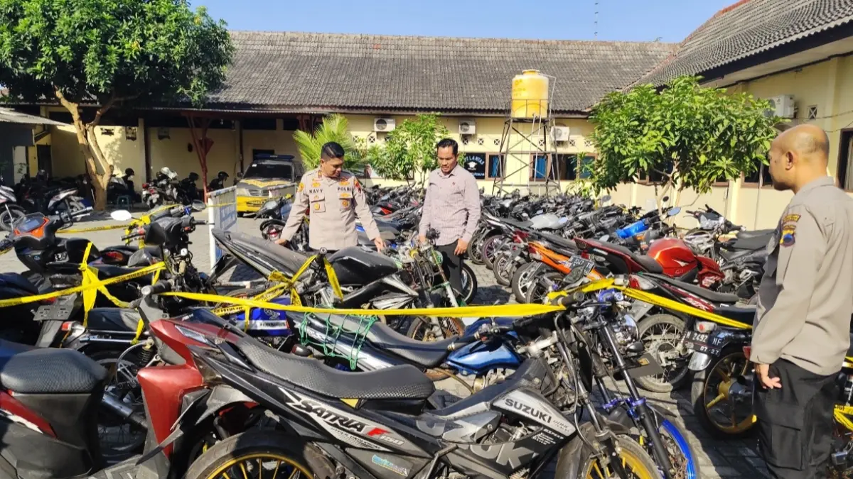 Barang bukti sepeda motor balap liar terkumpul di Kantor Polres Pedurungan 