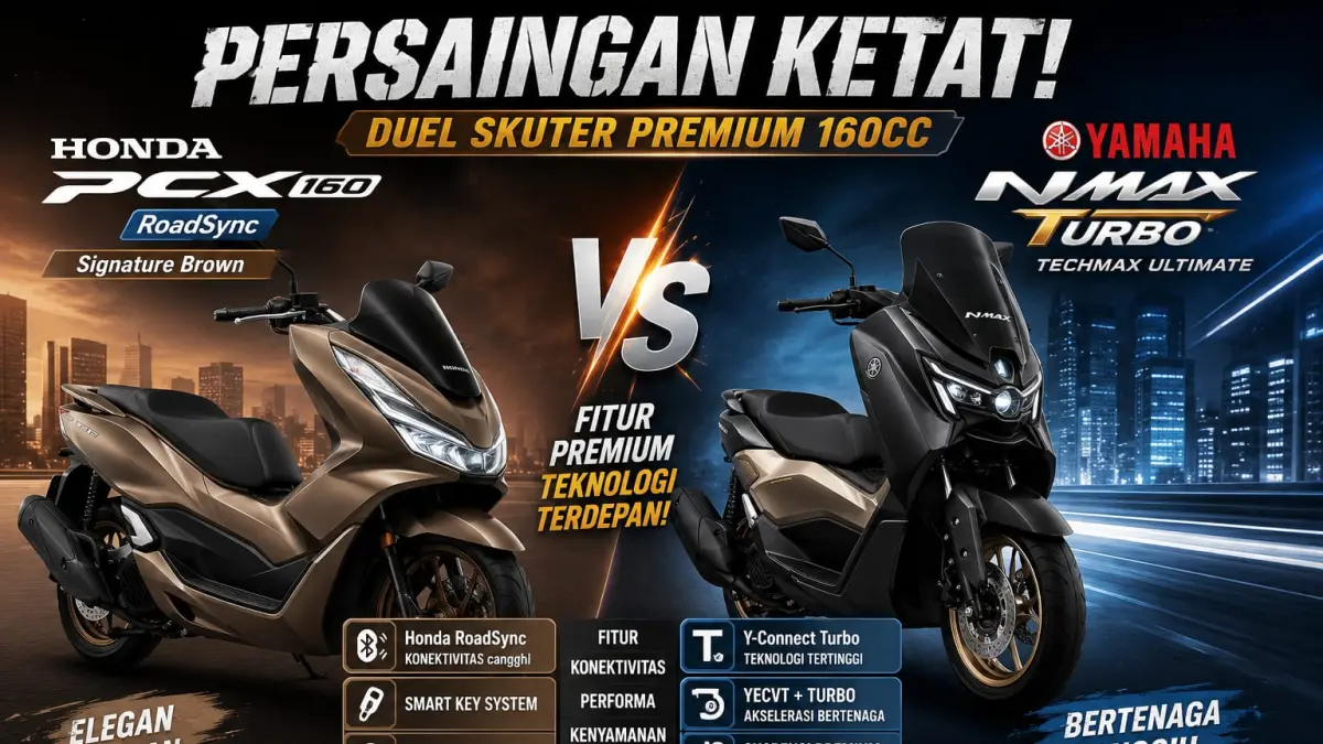 Mana yang menurut anda lebih unggul, Honda PCX 160 RoadSync 2026 atau NMAX Turbo Ultimate?. (ai/Sulistiono)