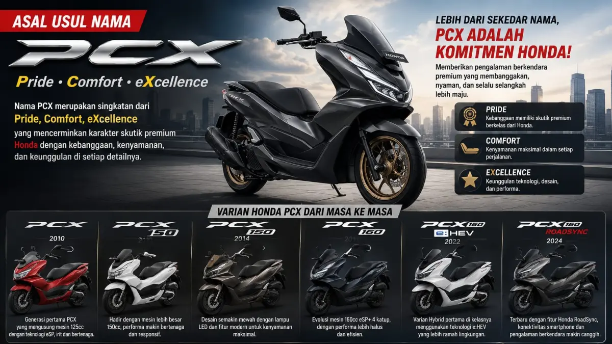 Nama PCX sendiri memiliki asal-usul dari singkatan Personal Comfort Xaloon yang merujuk pada kenyamanan mobil sedan premium. (ai/Sulistiono)
