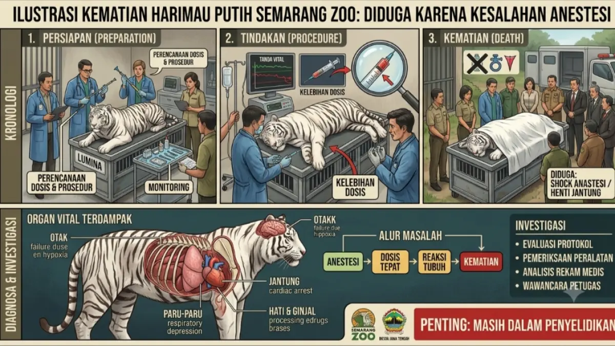 Ilustrasi kematian Harimau Putih milik Semarang Zoo