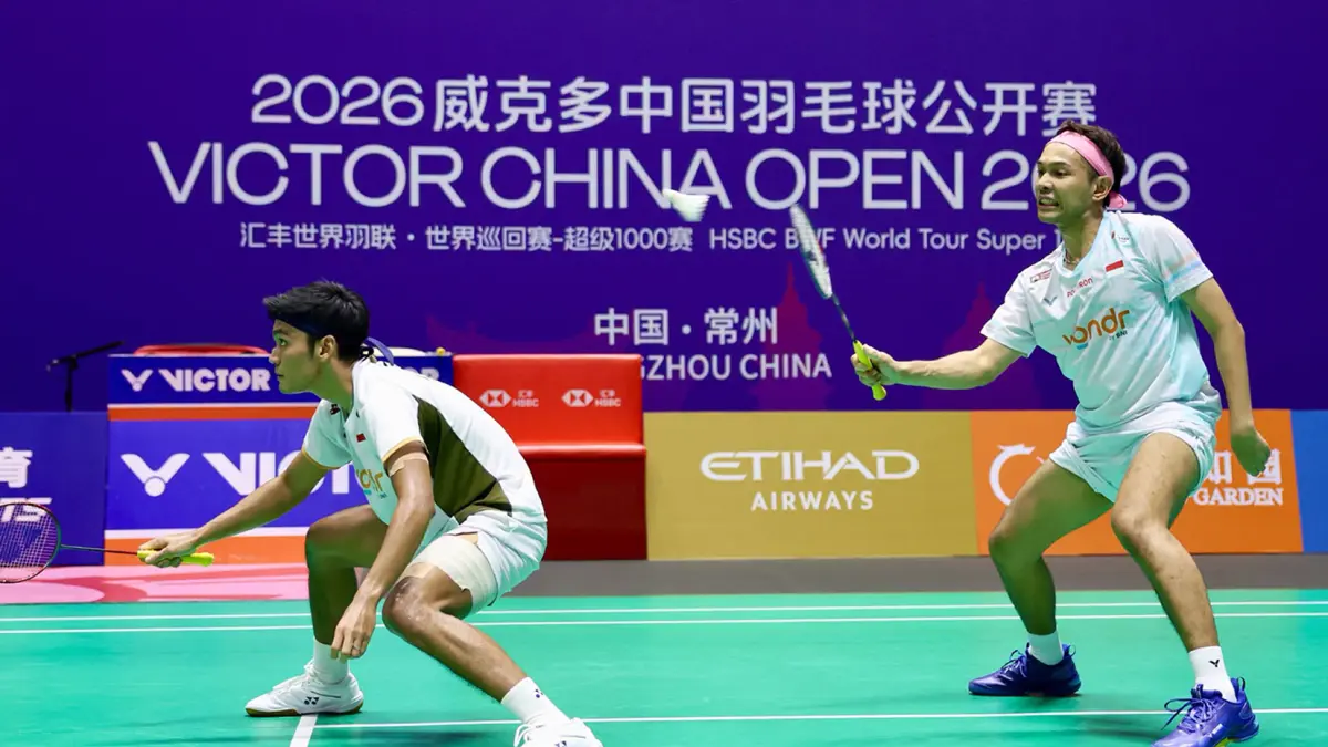 Fajar Alfian/Muhammad Shohibul Fikri lolos ke babak semifinal China Open 2026 usai mengalahkan wakil Korea Selatan, Kang Min Hyuk/Ki Dong Ju dua gim langsung 21-15, 21-15.