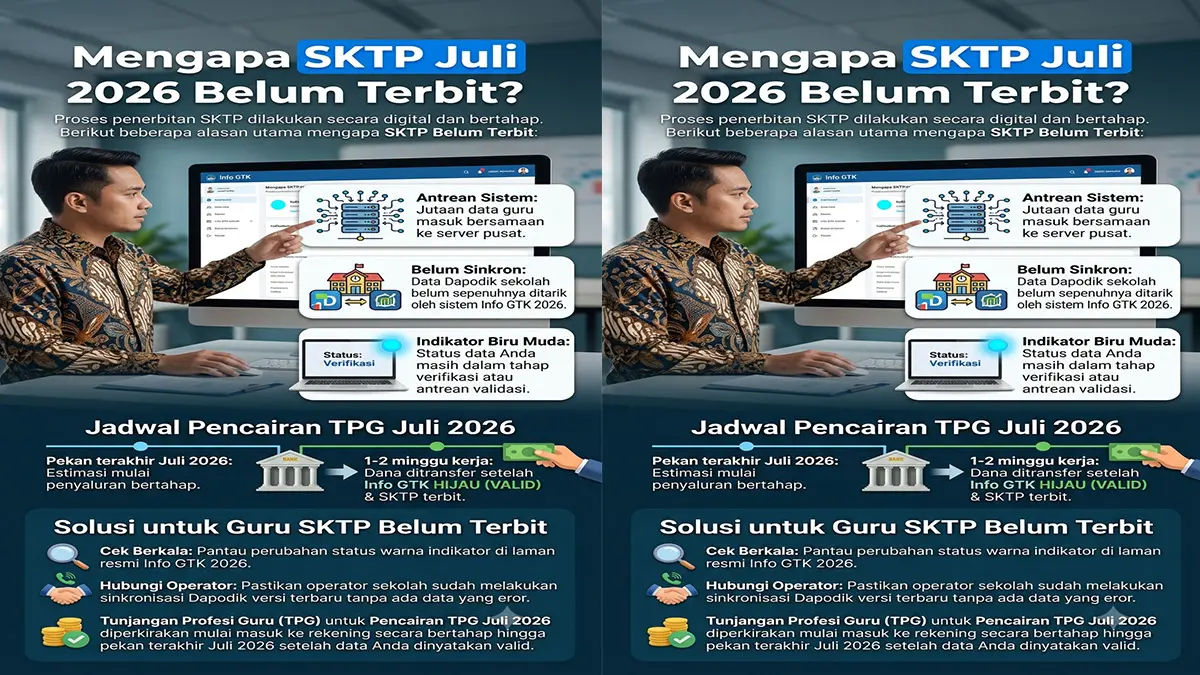 Info GTK Juli 2026: Penyebab SKTP Guru Belum Terbit dan Jadwal Pencairan TPG Terbaru
