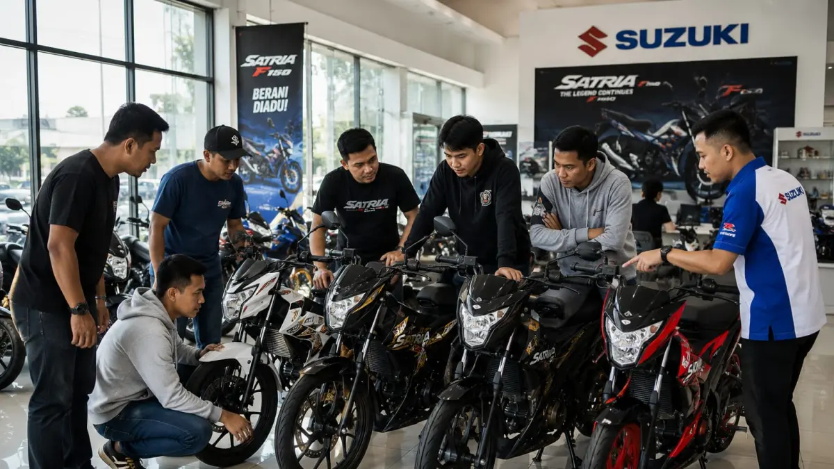 Ilustrasi: Suzuki Satria F150 masih populer dan banyak diburu pecinta otomotif yang menginginkan motor sporty tapi bertenaga. (ai/Sulistiono)