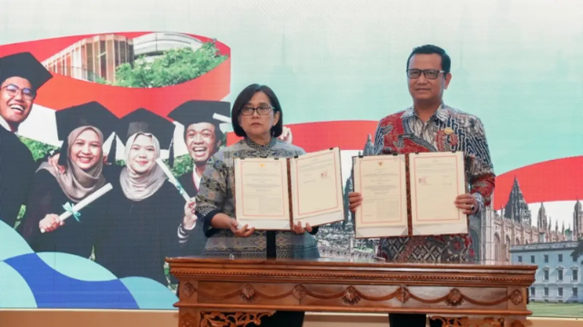 Penandatanganan kesepakatan bersama program beasiswa cost sharing di Kantor Kementerian PPN/Bappenas, Jakarta, Selasa (28/7/2026).