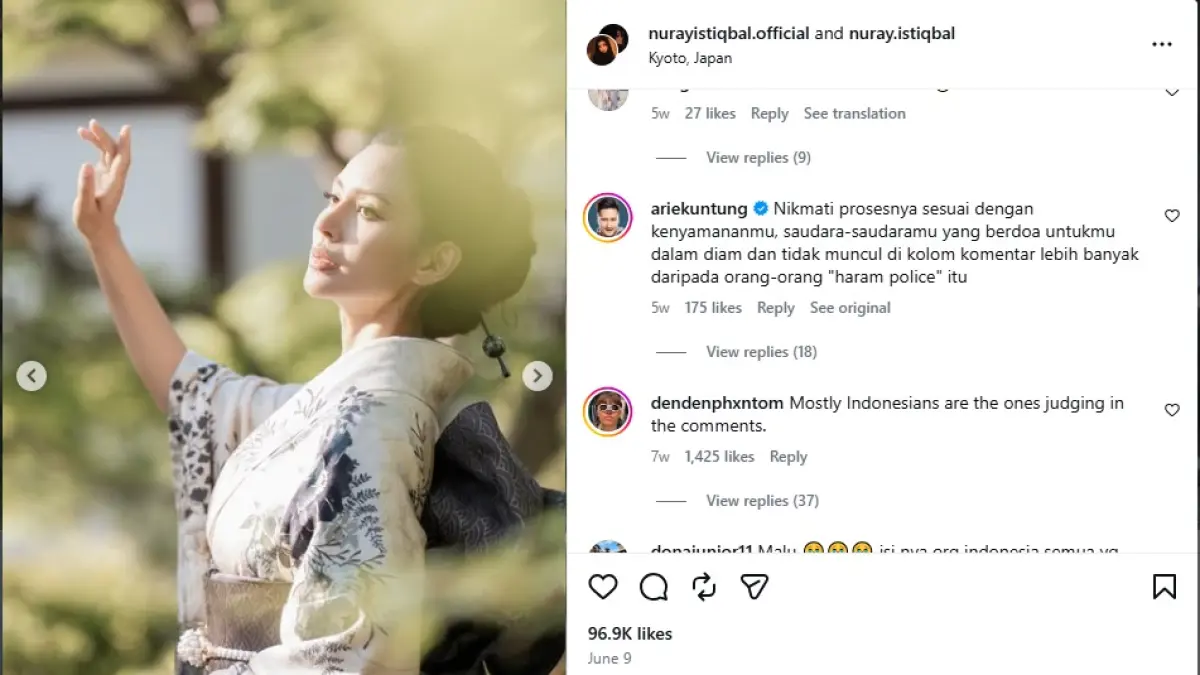 Rae Lil Black atau Nuray Istiqbal Kembali Melepas Hijab, Arie Untung Beri Dukungan Moral di Kolom Komentar 