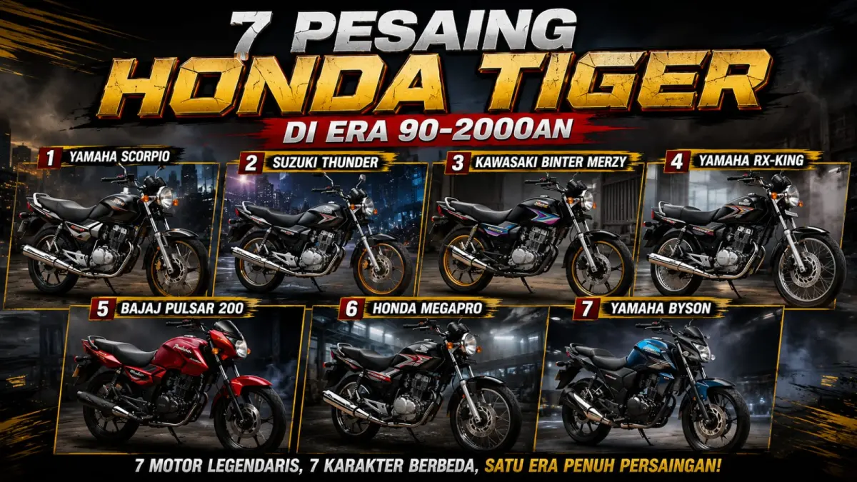 Ilustrasi: Daftar pesaing Honda Tiger disegmen motor sport era tahun 90"-2000an. (ai/Sulistiono)
