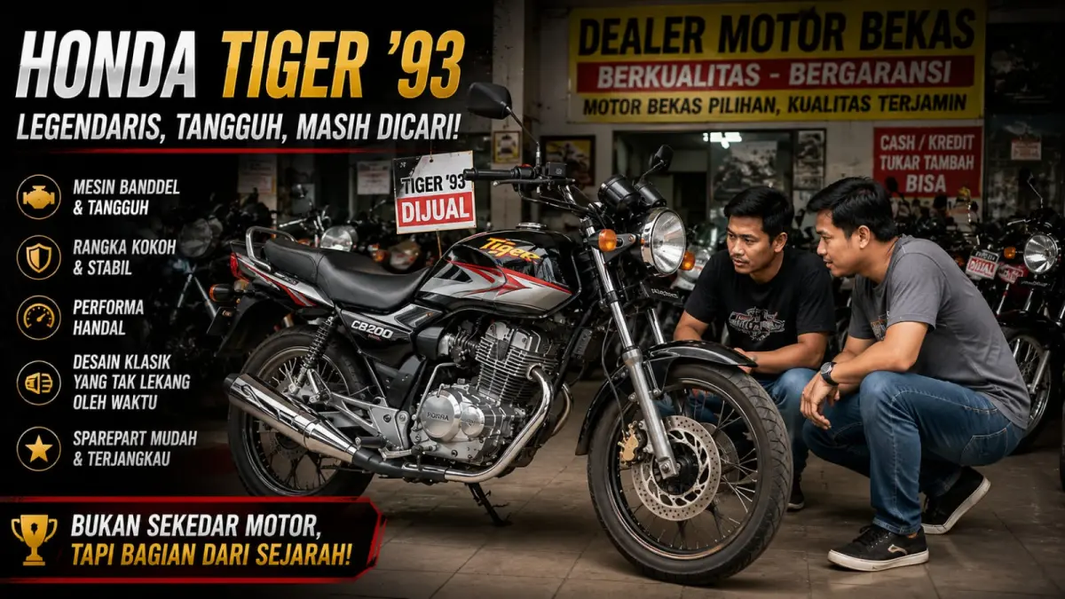 Ilustrasi: Masih layakkah diburu ditahun 2026 ini? dua orang pria tengah mengamati satu unit Honda Tiger. (ai/Sulistiono)