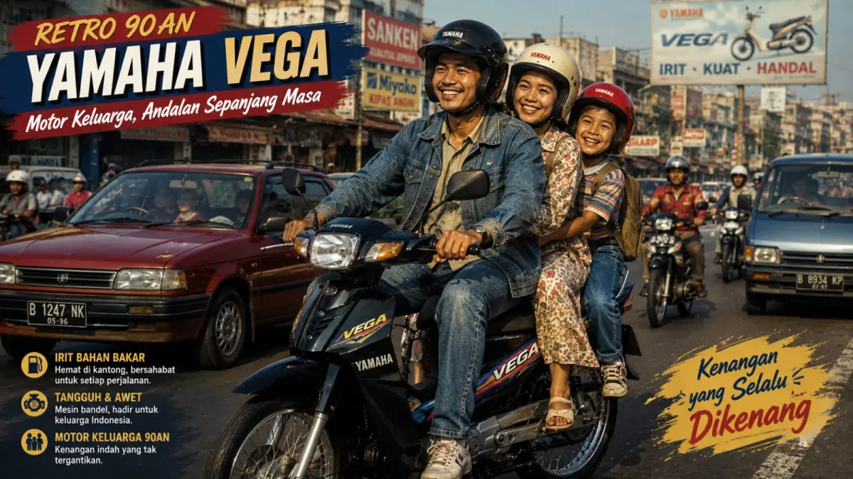 Ilustrasi: Meski motor bebek lawas, namun ketangguhan dan iritnya, Yamaha Vega tak terbantahkan. (ai/Sulistiono)