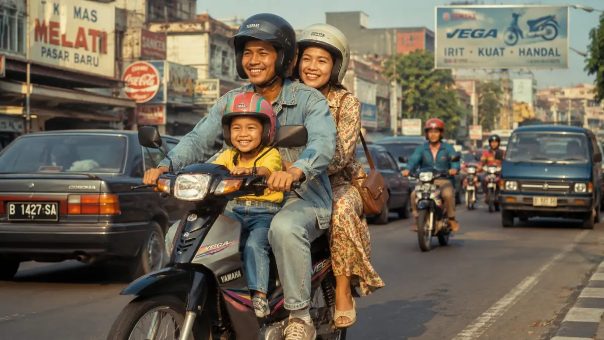 Ilustrasi: Yamaha Vega, salah satu motor bebek legendaris yang menjadi favorit keluarga di Indonesia. (ai/Sulistiono)