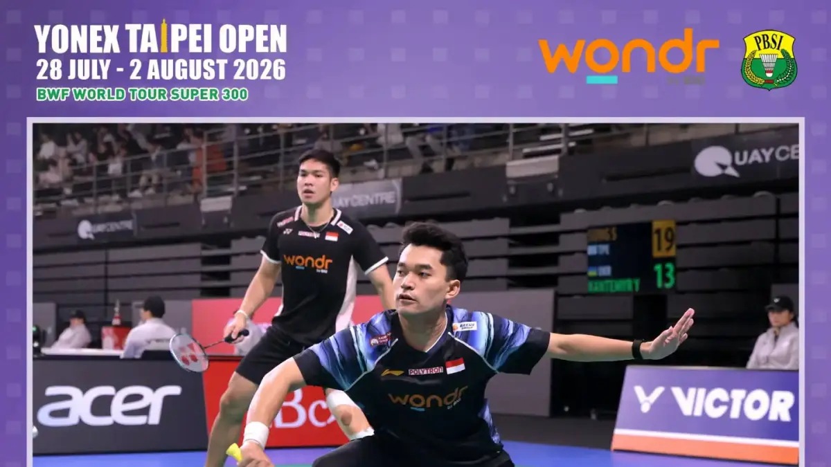 Leo Rolly Carnando/Daniel Marthin menjadi juara Taipei Open 2026 setelah mengalahkan wakil Malaysia, Aaron Chia/Aaron Tai dengan skor 23-21, 21-19.