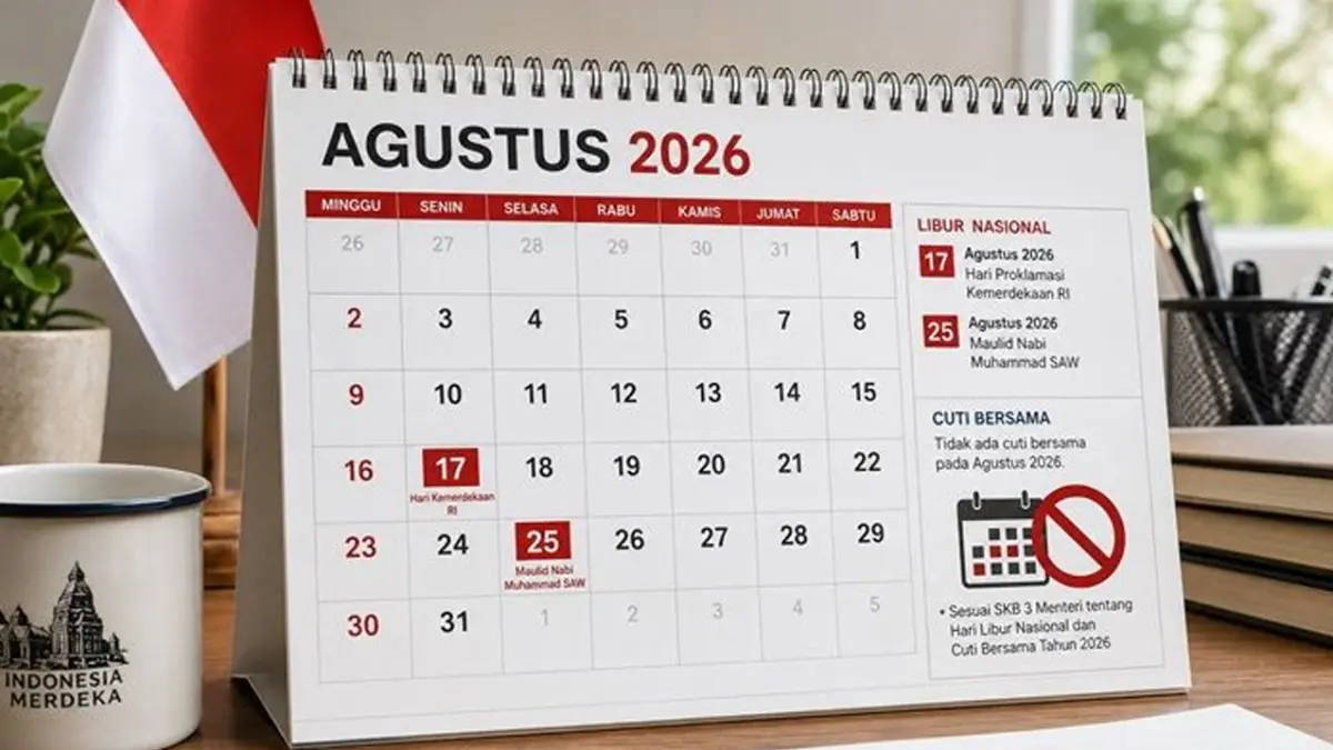 Tanggal merah Agustus 2026 menghadirkan long weekend 17 Agustus dan peluang libur 4 hari saat Maulid Nabi