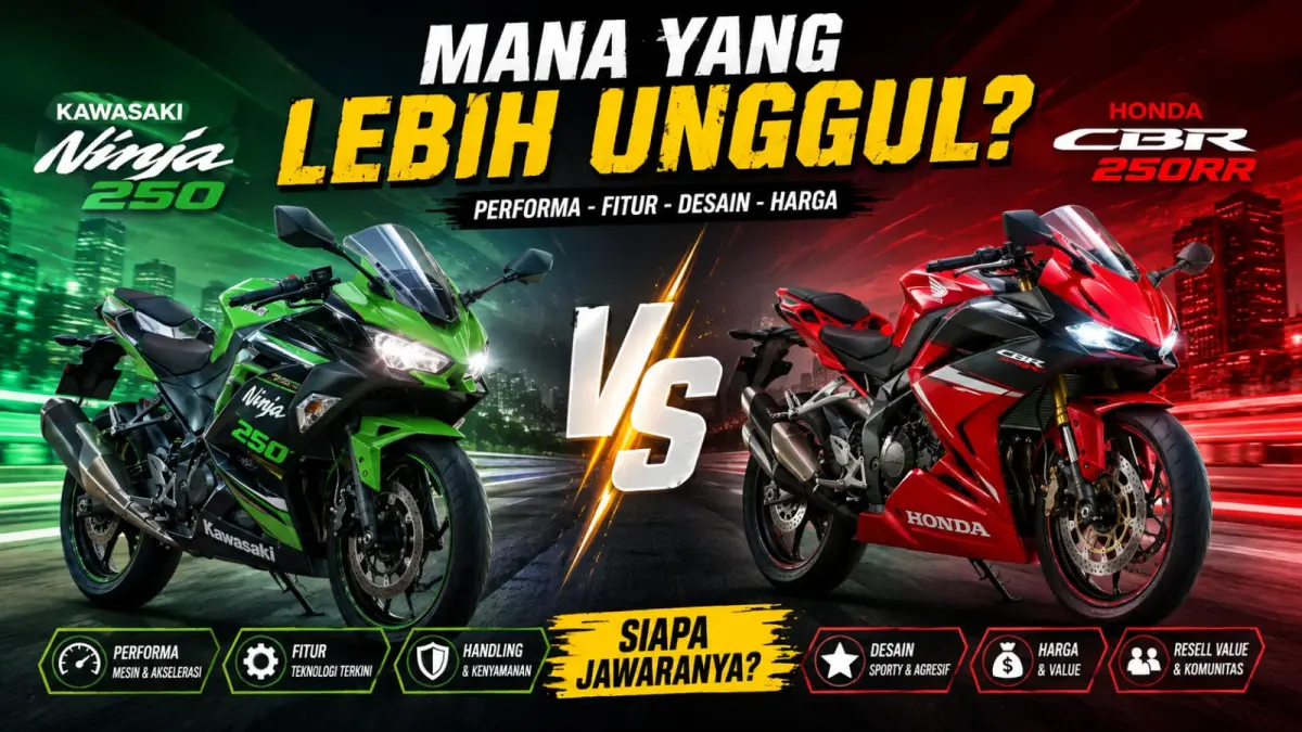 Ilustrasi: Dua motor sport, Kawasaki Ninja 250 dan Honda CBR 250RR, bersaing ketat di pasar motor sport entry level di tanah air. (ai/Sulistiono)