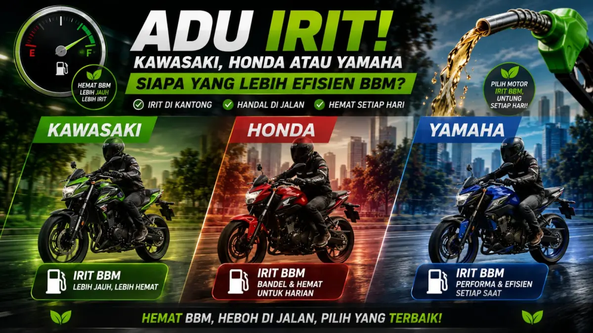 Ilustrasi: Mana yang lebih irit BBM, Kawasaki, Honda atau Yamaha?. (ai/Sulistiono)