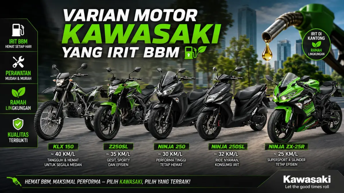 Ilustrasi: Motor Kawasaki tak selalu identik dengan boros BBM, ada juga variannya yang irit BBM. (ai/Sulistiono)