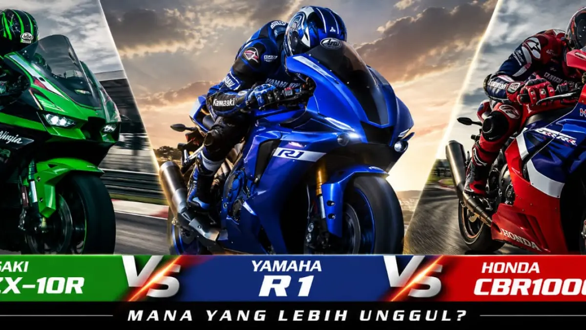 Ilustrasi: Tiga jagoan Kawasaki dengan Ninja ZX-10R, Yamaha dengan R1 dan Honda dengan andalannya CBR1000RR-R. (ai/Sulistiono)