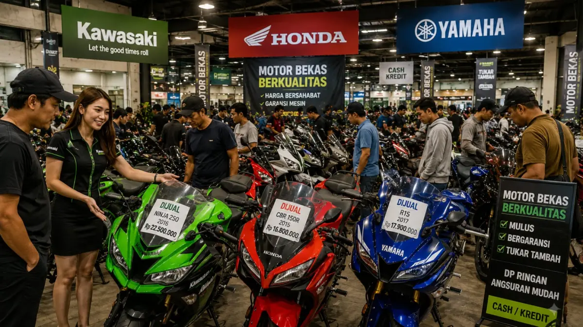 Ilustrasi: Tiga motor terkenal di Indonesia, Kawasaki, Honda dan Yamaha masih memiliki nilai jual kembali yang tinggi. (ai/Sulistiono)