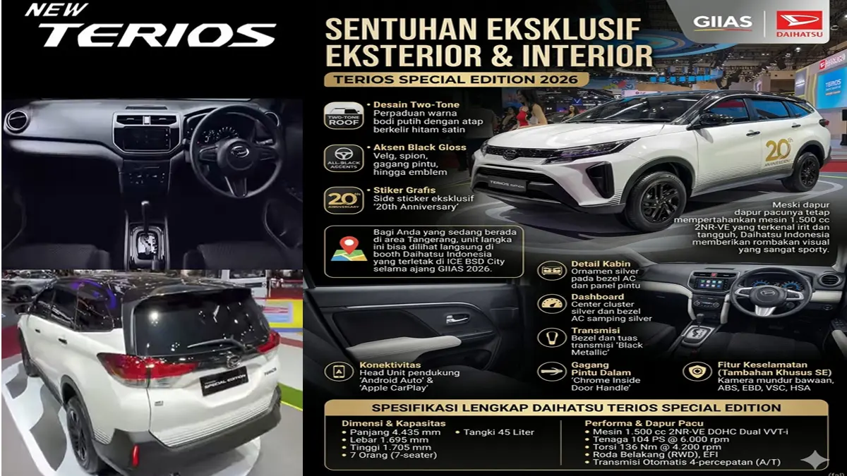 Ganteng Maksimal Pakai Atap Hitam, Intip Mewahnya Terios Special Edition 2026 yang Cuma Ada 20 Unit di Dunia!
