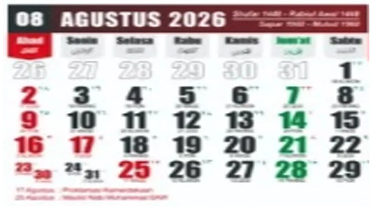 Jangan Sampai Nyesel! Catat Dua Tanggal Merah Kalender Agustus 2026 Ini Sebelum Agendakan Acara Besar
