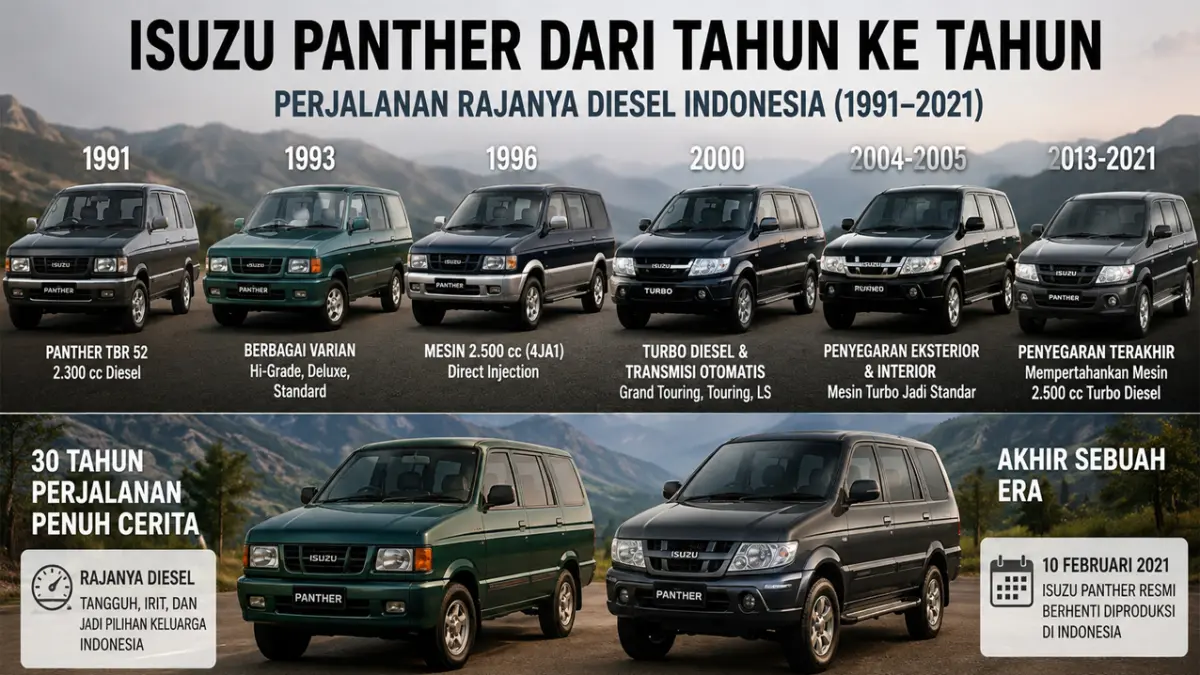 Dari mesin diesel 2.300 cc hingga turbo 2.500 cc, inilah perjalanan Isuzu Panther selama tiga dekade sebelum akhirnya berhenti diproduksi.