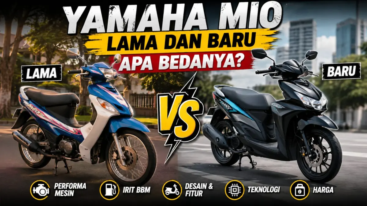 Ilustrasi: Perbedaan cukup mencolok terlihat dari desain dan fitur dari generasi Yamaha Mio lama dan baru. (ai/Sulistiono)