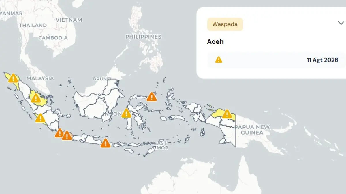 Info Cuaca BMKG: Waspadai Hujan Sedang hingga Lebat di Sejumlah Wilayah Indonesia, Selasa 11 Agustus 2026. (Info BMKG)