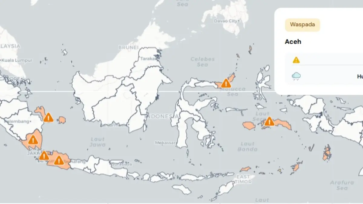 Info Cuaca BMKG: Waspadai Hujan Sedang hingga Lebat di Sejumlah Wilayah Indonesia, Rabui, 1 Agustus 2026. (Info BMKG)